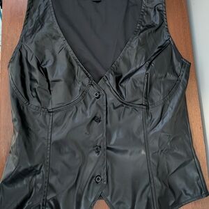 PrettyLittleThing Black Leather Look Vest